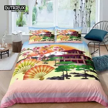 Домашний декор, роскошный 3D-принт «Цветок сакуры», 2/3 шт., мягкий пододеяльник и наволочка, детский комплект постельного белья размера Queen и King EU/US/AU EU single(135x200cm)