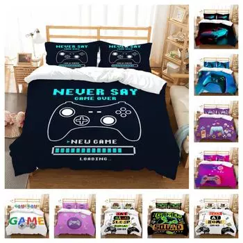 Домашний декор с 3D принтом геймера, комплект постельного белья, мягкое одеяло, пододеяльник, модная наволочка, постельное белье из микрофибры UK Single 135x200cm