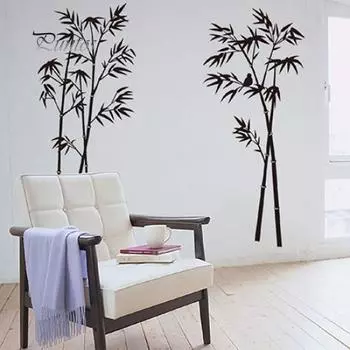 Домашний декор Съемная птица Бамбуковая наклейка на стену Гостиная Спальня Наклейка DIY Домашний декор