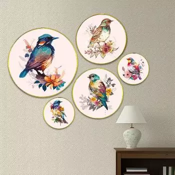 | Домашний декор | Современный дизайн цветочного искусства | Ручная работа | Настенное украшение для гостиной | Предметы декора | Подарки (Разноцветный) (Набор из 5)