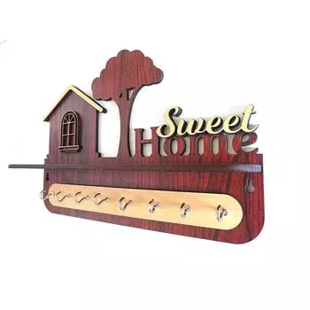 Домашний декор Уникальный стильный деревянный держатель ключей для настенного декора со стильным 8 крючками из нержавеющей стали Красивый органайзер для ключей для домашнего декора