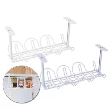 Домашний держатель для розетки на нижнем столе, подвесная стойка, органайзер для проволочной корзины серый