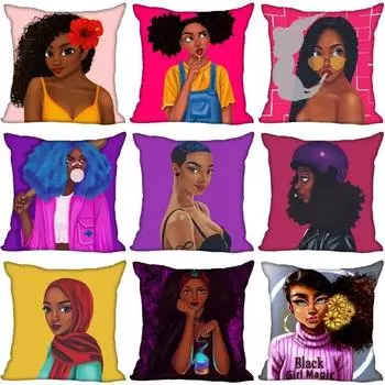 Домашний диван, офисная подушка, наволочка, оптовая продажа, новый африканский женский мультфильм с геометрическим рисунком 40x40cm