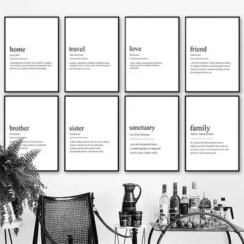 Домашний друг, путешествие, определение любви, цитаты, скандинавские постеры и принты, настенная живопись на холсте, настенные картины для декора гостиной A4 21X30cm No Framed