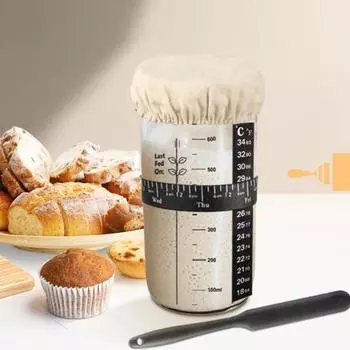 Домашний ферментер объемом 501-800 мл с термометром. Банка для брожения закваски. Прозрачная герметичная герметичная широкая горловина с крышкой и лопаточкой для закваски. Sets