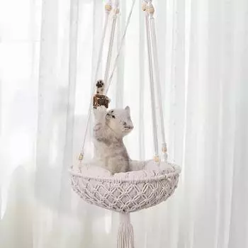 Домашний гамак для кошек, качели для кошек, гобеленовая кровать, веревка для макраме, насест для кошек, настенная корзина, спальный коврик, домашний декор, кровать для кошек 30cm