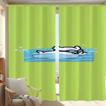 Домашний интерьер Кухня Шторы для гостиной 2 шт. Плотные шторы Дверная занавеска Мальтийская собака Разделительная перегородка Спальня Украшение W50xH70cmx2pcs-CL