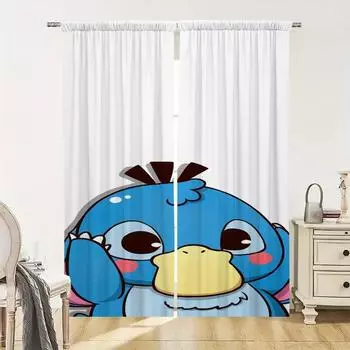 Домашний интерьер Кухня Шторы для гостиной 2 шт. Плотные шторы Дверная штора P-psyduck Разделение Спальня Украшение W50xH70cmx2pcs-CL