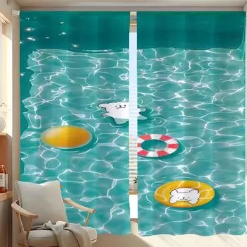 Домашний интерьер Кухня Шторы для гостиной 2 шт. Плотные шторы Дверная занавеска Мальтийская собака Разделительная перегородка Спальня Украшение W50xH70cmx2pcs-CL