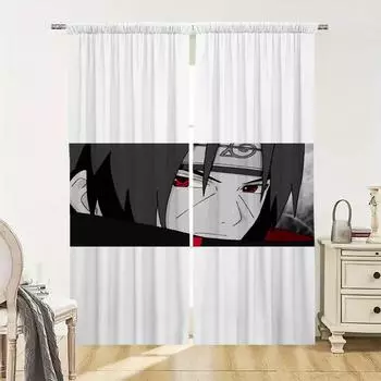 Домашний интерьер Кухня Шторы для гостиной 2 шт. Плотные шторы Дверная штора N-naruto-o Раздел Спальня Украшение W50xH70cmx2pcs-CL