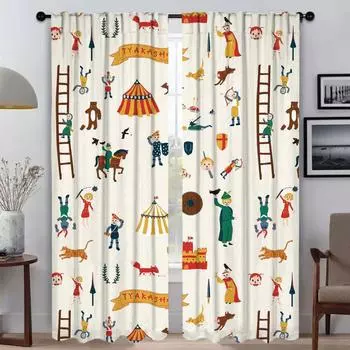 Домашний интерьер Шторы 2 шт. Мультяшные детские шторы для гостиной Шторы для спальни Жалюзи для перегородок Шторы для кухни Камера W50xH70cmx2pcs-CL