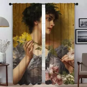 Домашний интерьер Шторы 2 шт. Векторные картины Шторы для спальни Гостиная Шторы Хэллоуин Украшения Оттенки Кухня W50xH70cmx2pcs-CL