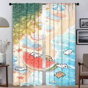 Домашний интерьер Шторы для гостиной Шторы TuTu Тюль для спальни Перегородка Украшения на Хэллоуин Оттенки Кухня Затемнение W50xH70cmx2pcs-CL