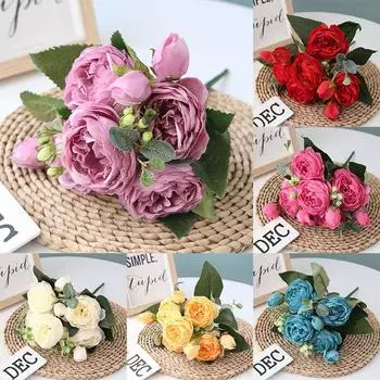 Домашний искусственный цветок реквизит для фотографии грозди пион роза 5 головок свадебные искусственные цветы украшения вечерние ювелирные аксессуары красный