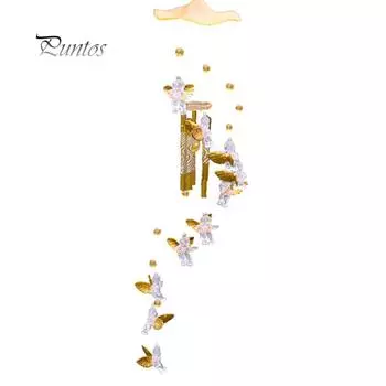 Домашний комплект Love Angel Cupid Wind Chime Tube Подвесной орнамент для дома Теплый подарок Декор для дома золотистый