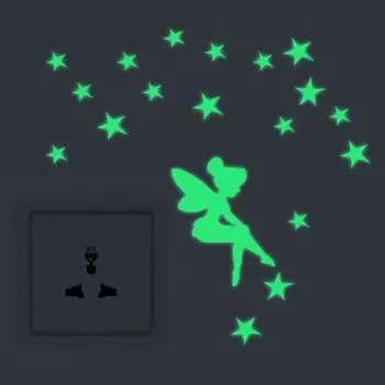 Домашний комплект мультяшная светящаяся настенная наклейка девушка звезда дизайн переключатель наклейка спальня туалет декор one size