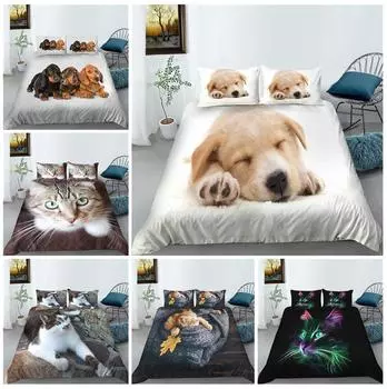 Домашний комплект постельного белья для спальни с принтом в стиле домашнего животного, пододеяльник, наволочка, домашний комплект постельного белья, AU/EU/US, полноразмерная односпальная/двуспальная кровать, украшение для дома Baby 100x135cm