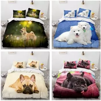 Домашний комплект постельного белья для домашних животных с принтом домашних животных, наволочка, 2/3 предмета, украшение для домашнего постельного белья Baby 100x135cm