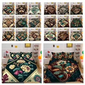Домашний комплект постельного белья, двуспальный размер, высокое качество, цветочная 3D-печать, женские комплекты покрывал, украшение для спальни UK Single 135x200cm