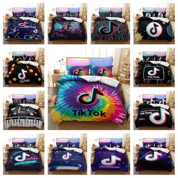 Домашний комплект постельного белья Queen King, полноразмерная односпальная кровать с тональным принтом, музыкальная тема, пододеяльник для детей и взрослых, пододеяльник и наволочка, постельные принадлежности UK Single 135x200cm