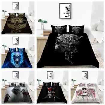 Домашний комплект постельного белья с принтом головы черепа, пододеяльник, комплект постельного белья, полноразмерная односпальная/двуспальная кровать, украшение дома Baby 100x135cm