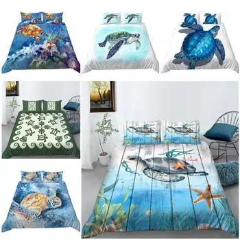 Домашний комплект постельного белья с морскими животными, пододеяльник, наволочка, комплект постельного белья для спальни, полный размер, односпальная/двуспальная кровать, украшение дома Baby 100x135cm