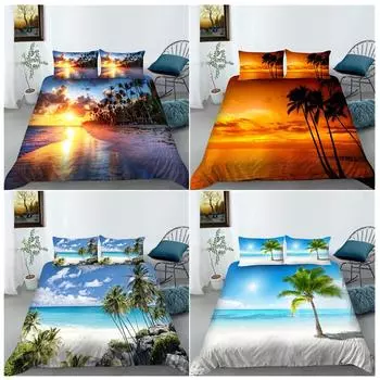 Домашний комплект постельного белья с пейзажной живописью, пододеяльник, наволочка, простыня/двуспальная кровать, полноразмерное постельное белье, украшение дома Baby 100x135cm