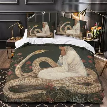 Домашний комплект постельного белья с большим змеиным узором и 3D принтом, одинарный пододеяльник, наволочка, постельное белье, модный домашний текстиль для детей и взрослых DE 135x200cm