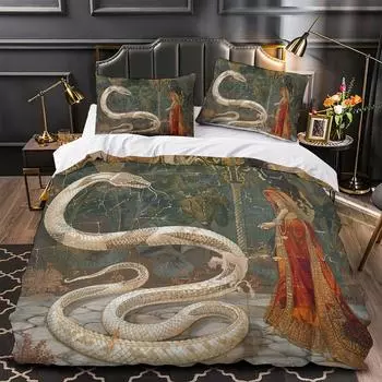 Домашний комплект постельного белья с 3D принтом и рисунком белой змеи, пододеяльник размера «queen-size», наволочка, постельное белье для детей и взрослых, домашний текстиль EU single 135x200cm