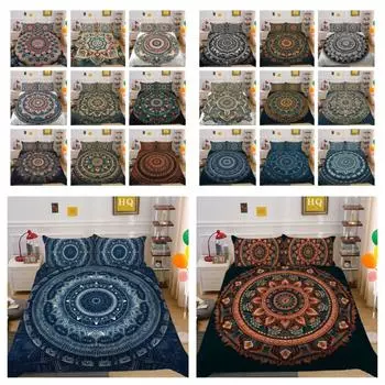 Домашний комплект постельного белья с 3D принтом мандалы, покрывала Queen, двойной размер, комплект пододеяльников из микрофибры, декор для спальни UK Single 135x200cm