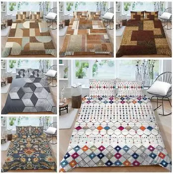 Домашний комплект постельного белья с геометрическим узором, пододеяльник, наволочка, комплект постельного белья, AU/EU/US, полноразмерная односпальная/двуспальная кровать Baby 100x135cm