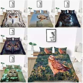 Домашний комплект постельного белья с рисунком совы, пододеяльник, наволочка, комплект постельного белья европейского стандарта, полный размер, одноместное/двуспальное постельное белье, украшение дома Baby 100x135cm