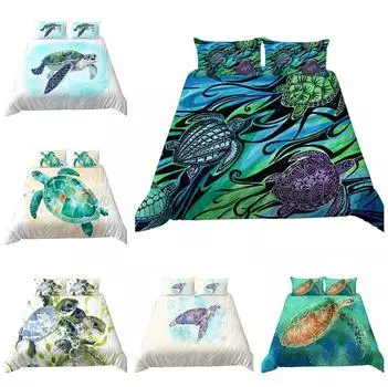 Домашний комплект постельного белья с рисунком океанского животного с черепаховым принтом, пододеяльник, наволочка, комплект постельного белья, AU/EU/US, полный размер, украшение для дома Baby 100x135cm