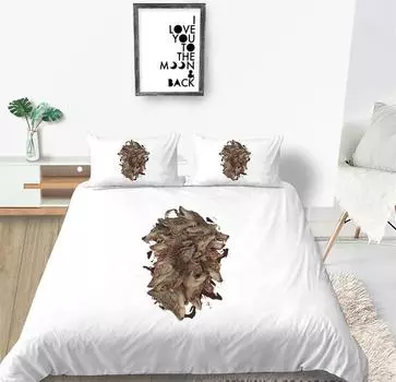 Домашний комплект постельного белья с подушкой для постельного белья, 2/3 шт., пододеяльники, высококачественное постельное белье с 3D принтом волка, домашний текстиль UK Single 135x200cm