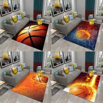 Домашний ковер большой площади для мальчика-подростка, игровая комната, спальня, нескользящий пол, гостиная, диван, подушка, коврик с баскетбольным узором 40x60cm