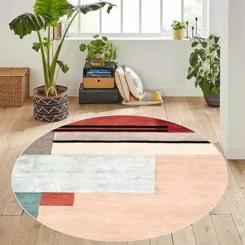 Домашний моющийся круглый ковер с принтом Eliana LNA7100