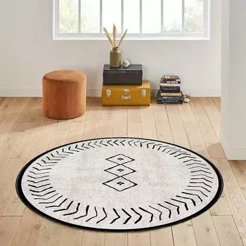 Домашний моющийся круглый ковер с принтом Eliana LNA7000