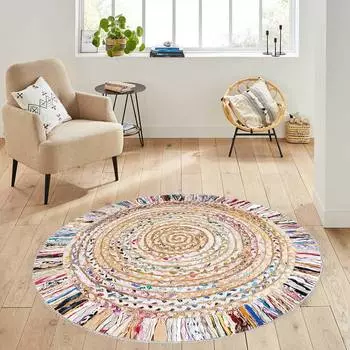 Домашний моющийся круглый ковер с принтом Eliana LNA7010