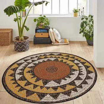 Домашний моющийся круглый ковер с принтом Eliana LNA7048