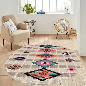 Домашний моющийся круглый ковер с принтом Eliana LNA7112