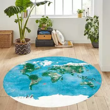 Домашний моющийся круглый ковер с принтом Eliana LNA7347