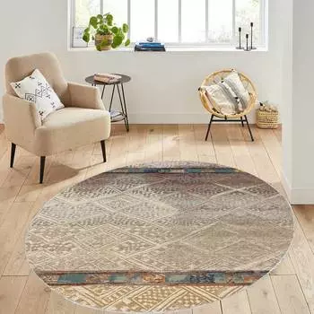 Домашний моющийся круглый ковер с принтом Eliana LNA7102