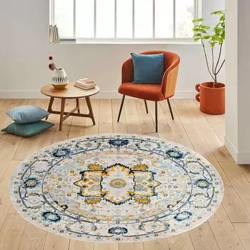 Домашний моющийся круглый ковер с принтом Eliana LNA7150
