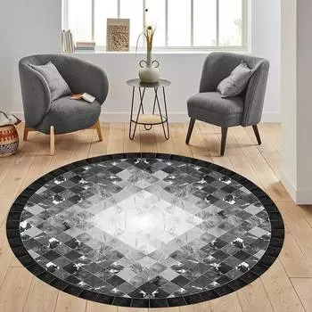 Домашний моющийся круглый ковер с принтом Eliana LNA7308-SD1022