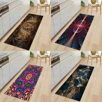 Домашний нескользящий дверной коврик с цветочным узором, декоративный прикроватный коврик, кухонный коврик, спальня, гостиная, коридор, пол 50x80cm