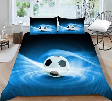 Домашний очаровательный 3D футбольный принт, дышащий дизайн, комплект пододеяльников, мягкое покрывало, постельное белье, костюм для постельного белья Single 135x200cm