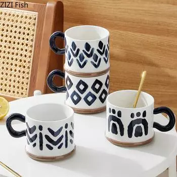 Домашний офис чашка кофе креативная большая емкость завтрак овсянка молоко чашка креативная японская керамическая кружка набор для напитков подарок другу 301-400ml