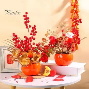 Домашний орнамент, дизайн хурмы, горшок, полый гинкго билоба, креативное хорошее благословение, привлекательное украшение, орнамент B