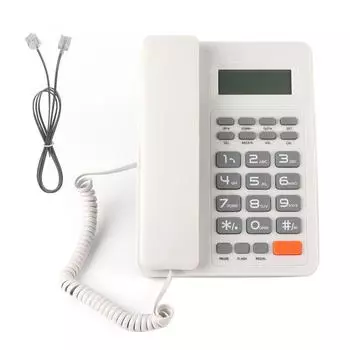 Домашний отельный проводной настольный телефон офисный стационарный телефон DTMFFSK английский дисплей белый белый