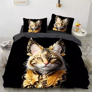 Домашний рисунок кошки 3D печать 3 шт одинарное двуспальное одеяло наволочка комплект постельного белья DE 135x200cm